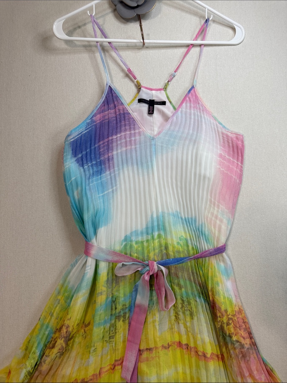 Victoria's Secret Pastel Rainbow Pleated Maxi Dress - Picture 3 of 8